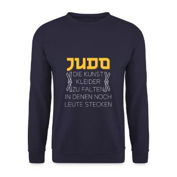 Judo die Kunst Kleider zu falten in denen noch - Unisex Pullover - Navy - Vorne - Alina (178cm) & Michal (187cm)
