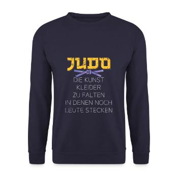 Judo die Kunst Kleider zu falten in denen noch - Unisex Pullover - Navy - Vorne - Alina (178cm) & Michal (187cm)