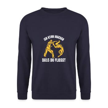 Ich kann machen das du fliegst Kampfsport Judo - Unisex Pullover - Navy - Vorne - Alina (178cm) & Michal (187cm)