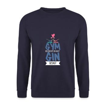 Tonic Sans alcool est en quelque sorte Ginlos Gin - Sweat-shirt Unisexe - marine - Devant - Alina (178cm) & Michal (187cm)