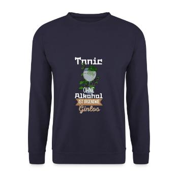 Tonic Sans alcool est en quelque sorte Ginlos Gin - Sweat-shirt Unisexe - marine - Devant - Alina (178cm) & Michal (187cm)