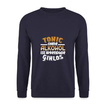 Tonic Sans alcool est en quelque sorte Ginlos Gin - Sweat-shirt Unisexe - marine - Devant - Alina (178cm) & Michal (187cm)