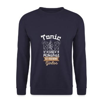 Tonic Sans alcool est en quelque sorte Ginlos Gin - Sweat-shirt Unisexe - marine - Devant - Alina (178cm) & Michal (187cm)