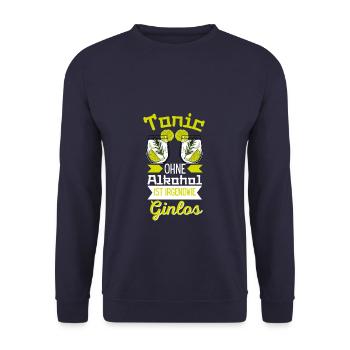 Tonic Sans alcool est en quelque sorte Ginlos Gin - Sweat-shirt Unisexe - marine - Devant - Alina (178cm) & Michal (187cm)
