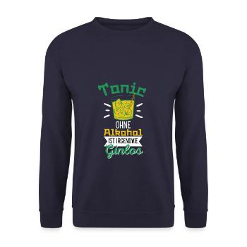 Tonic Sans alcool est en quelque sorte Ginlos Gin - Sweat-shirt Unisexe - marine - Devant - Alina (178cm) & Michal (187cm)