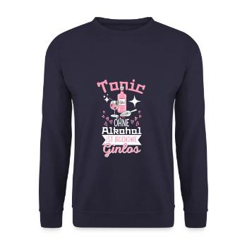 Tonic Sans alcool est en quelque sorte Ginlos Gin - Sweat-shirt Unisexe - marine - Devant - Alina (178cm) & Michal (187cm)