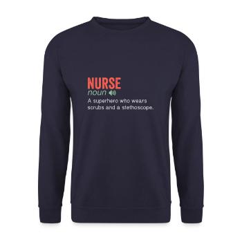 Nom infirmier Citation humoristique amusante - Sweat-shirt Unisexe - marine - Devant - Alina (178cm) & Michal (187cm)
