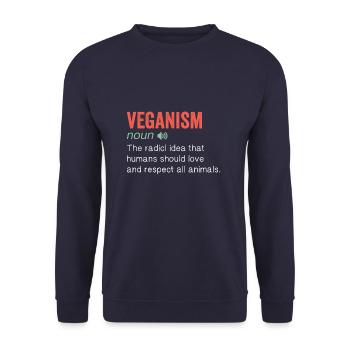 Veganism Noun Funny humor quote - Unisex Pullover - Navy - Vorne - Alina (178cm) & Michal (187cm)