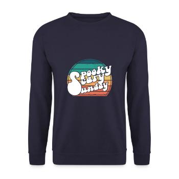 Spooky Scary Sunday Trendy Retro Rainbow - Sweat-shirt Unisexe - marine - Devant - Alina (178cm) & Michal (187cm)