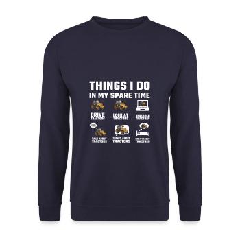 Things I Do In My Spare Time Tractor Farmer - Unisex Pullover - Navy - Vorne - Alina (178cm) & Michal (187cm)