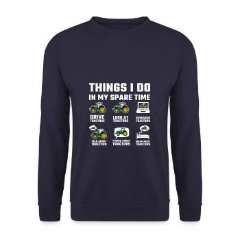 Things I Do In My Spare Time Tractor Farmer - Unisex Pullover - Navy - Vorne - Alina (178cm) & Michal (187cm)