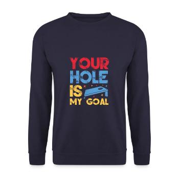 Cornhole ton trou est mon objectif - Sweat-shirt Unisexe - marine - Devant - Alina (178cm) & Michal (187cm)