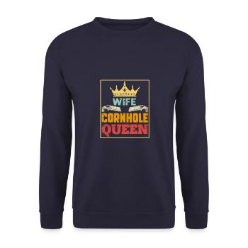 Wife Cornhole Queen - Unisex Pullover - Navy - Vorne - Alina (178cm) & Michal (187cm)