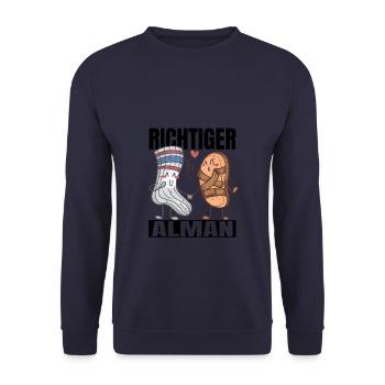 Richtiger Alman Sandalen & Socken Deutsch - Unisex Pullover - Navy - Vorne - Alina (178cm) & Michal (187cm)