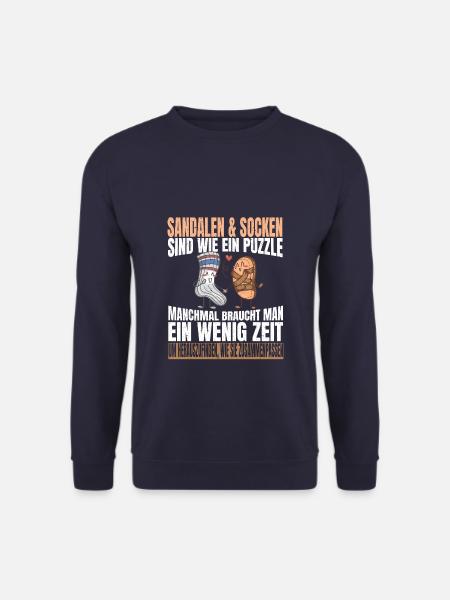 Sandalen & Socken sind wie ein Puzzle Spruch - Unisex Pullover - Navy