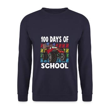 100 Days Of Kindergarten Mosnter Trucks - Unisex Sweatshirt - navy - Front - Alina (178cm) & Michal (187cm)