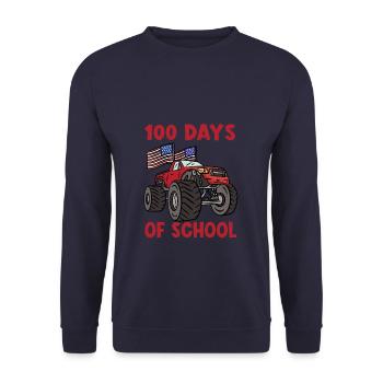 100 Days Of Kindergarten Monster Truck - Unisex Pullover - Navy - Vorne - Alina (178cm) & Michal (187cm)