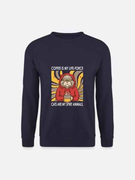 Cats And Coffee, The Two Things That Make Me Feel - Unisex Pullover - Navy