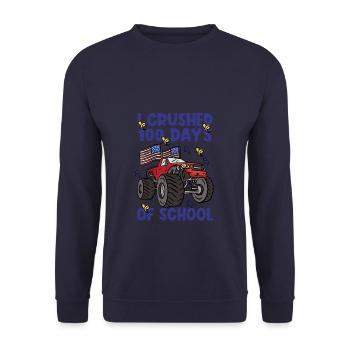 100 Days Of Kindergarten Monster Truck - Unisex Pullover - Navy - Vorne - Alina (178cm) & Michal (187cm)