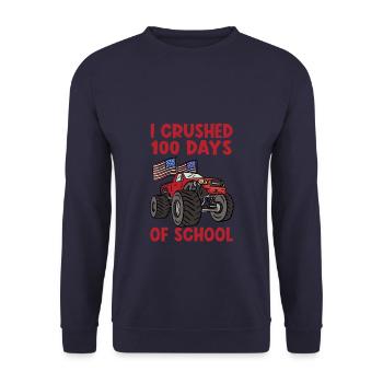100 Days Of Kindergarten Monster Truck - Unisex Pullover - Navy - Vorne - Alina (178cm) & Michal (187cm)