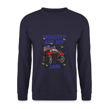 100 Days Of Kindergarten Monster Truck - Unisex Pullover - Navy - Vorne - Alina (178cm) & Michal (187cm)