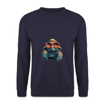 Tortue avec lunettes de soleil - Célébrez le Jour de la Terre - Sweat-shirt Unisexe - marine - Devant - Alina (178cm) & Michal (187cm)