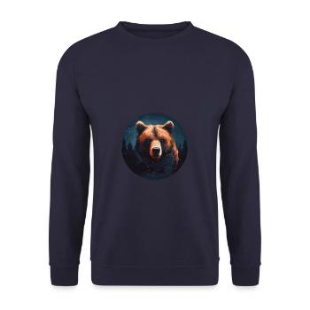Illustration of a bear forest minimalist - Unisex Sweatshirt - navy - Front - Alina (178cm) & Michal (187cm)