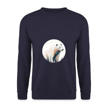 Illustration eines Bären Wald minimalistischen - Unisex Pullover - Navy - Vorne - Alina (178cm) & Michal (187cm)
