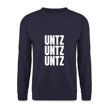Unzt Unzt Ubtz Techno Musik Festival Outfit - Unisex Pullover - Navy - Vorne - Alina (178cm) & Michal (187cm)