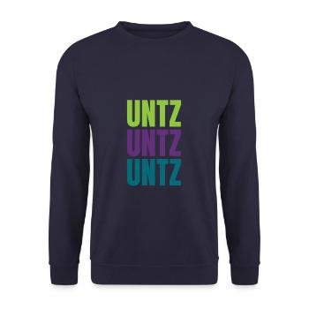 Unzt Unzt Untz Techno Musik Festival Outfit - Unisex Pullover - Navy - Vorne - Alina (178cm) & Michal (187cm)