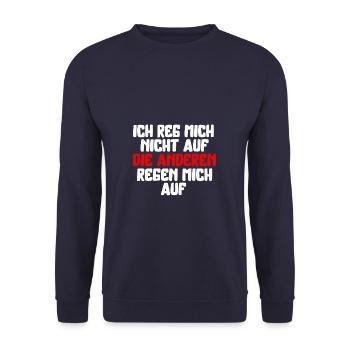 Ich reg mich nicht auf die anderen regen mich auf - Unisex Pullover - Navy - Vorne - Alina (178cm) & Michal (187cm)