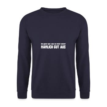 Ich sehe was, was du nicht siehst nämlich gut aus - Unisex Pullover - Navy - Vorne - Alina (178cm) & Michal (187cm)