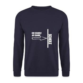 Ein Scherz am Rande für Humorliebhaber und - Unisex Pullover - Navy - Vorne - Alina (178cm) & Michal (187cm)