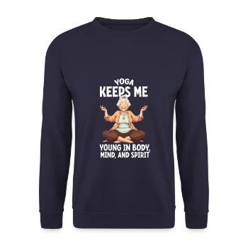 Yoga Keeps Me Young In Bodymmind, And Spirit 2 - Unisex Sweatshirt - navy - Front - Alina (178cm) & Michal (187cm)