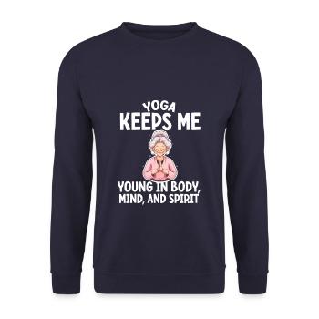 Yoga Keeps Me Young In Bodymmind, And Spirit 3 - Unisex Sweatshirt - navy - Front - Alina (178cm) & Michal (187cm)