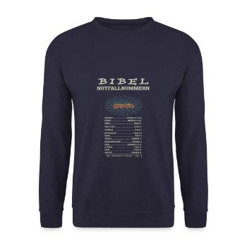 Bibel Notfallnummer Lustige Bibelverse Taufe - Unisex Pullover - Navy - Vorne - Alina (178cm) & Michal (187cm)