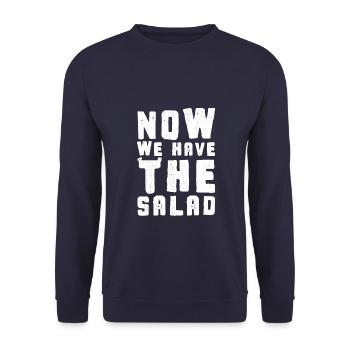 Denglish Allemand Anglais Maintenant nous avons la salade - Sweat-shirt Unisexe - marine - Devant - Alina (178cm) & Michal (187cm)