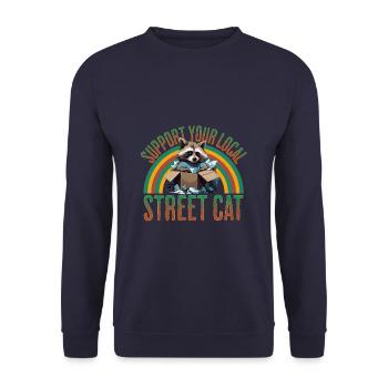 Soutenez votre chat de rue local - Sweat-shirt Unisexe - marine - Devant - Alina (178cm) & Michal (187cm)
