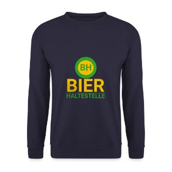 BH Bier Haltestelle' Verkleidung - Perfekt für - Unisex Pullover - Navy - Vorne - Alina (178cm) & Michal (187cm)