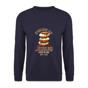 More of Jesus, less of me Camping Chocolate - Unisex Sweatshirt - navy - Front - Alina (178cm) & Michal (187cm)