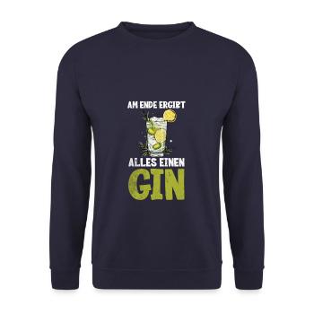 Am ende ergibt alles einen Gin - Unisex Pullover - Navy - Vorne - Alina (178cm) & Michal (187cm)