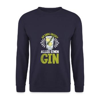 Am ende ergibt alles einen Gin - Unisex Pullover - Navy - Vorne - Alina (178cm) & Michal (187cm)