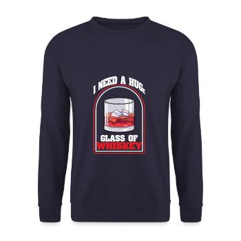 I Need a Huge Glass of Whiskey Lover - Unisex Pullover - Navy - Vorne - Alina (178cm) & Michal (187cm)