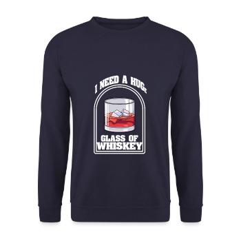 I Need a Huge Glass of Whiskey Lover - Unisex Pullover - Navy - Vorne - Alina (178cm) & Michal (187cm)
