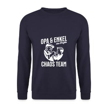 Grandpa & Grandson – The Perfect Chaos Team - Unisex Sweatshirt - navy - Front - Alina (178cm) & Michal (187cm)