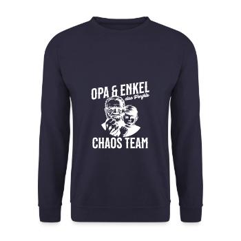 Grandpa & Grandson – The Perfect Chaos Team - Unisex Sweatshirt - navy - Front - Alina (178cm) & Michal (187cm)