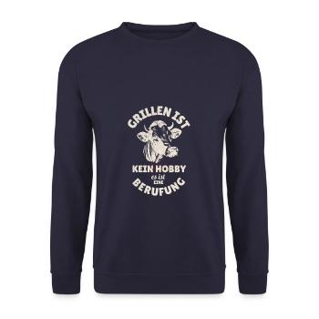 Grillen Ist Kein Hobby Es Ist Eine Berufung Spruch - Unisex Pullover - Navy - Vorne - Alina (178cm) & Michal (187cm)