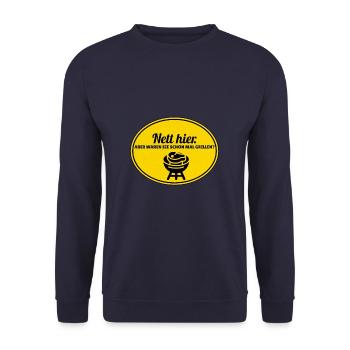 Nice here but they have already been to a barbecue - Unisex Sweatshirt - navy - Front - Alina (178cm) & Michal (187cm)