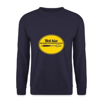 Nice here but they have already been to a barbecue - Unisex Sweatshirt - navy - Front - Alina (178cm) & Michal (187cm)