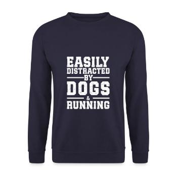 Easily Distracted By Dogs & Running - Unisex Sweatshirt - navy - Front - Alina (178cm) & Michal (187cm)